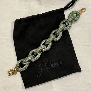 J Crew classic pavé link bracelet - Green